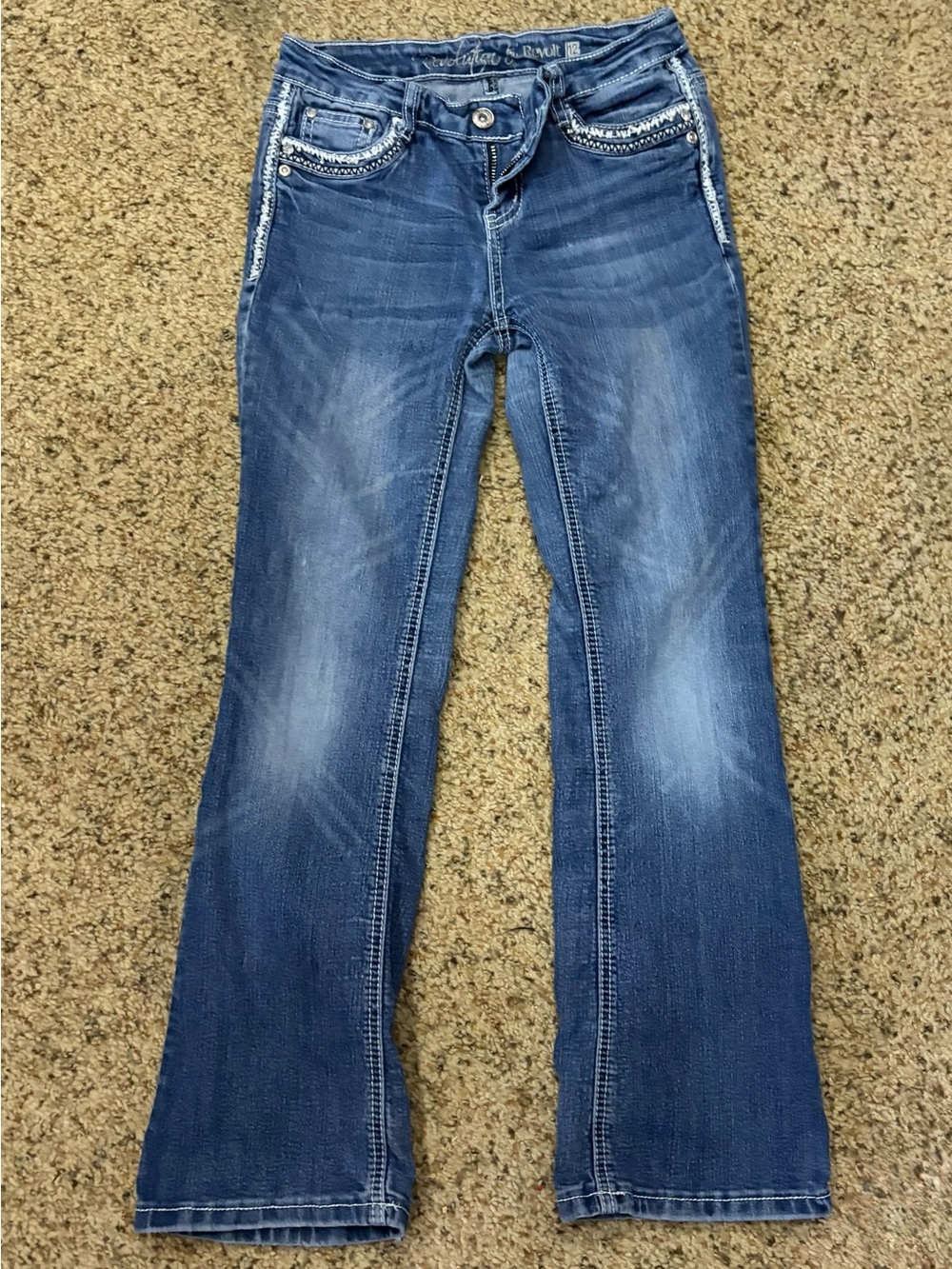 Revolution Blue Bootcut Kids Jeans with Embellished Pockets